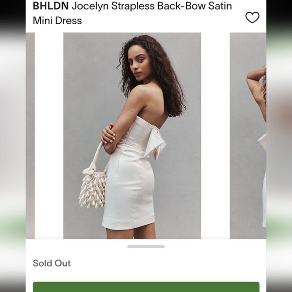 BHLDN Jocelyn Strapless Back-Bow Satin Mini Dress Small white - Picture 1 of 8